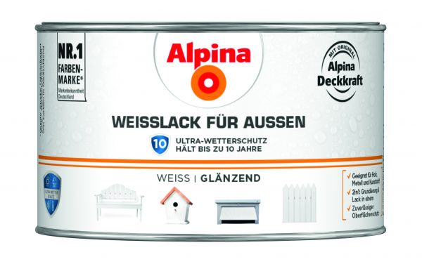 Alpina Weißlack für Außen, glänzend