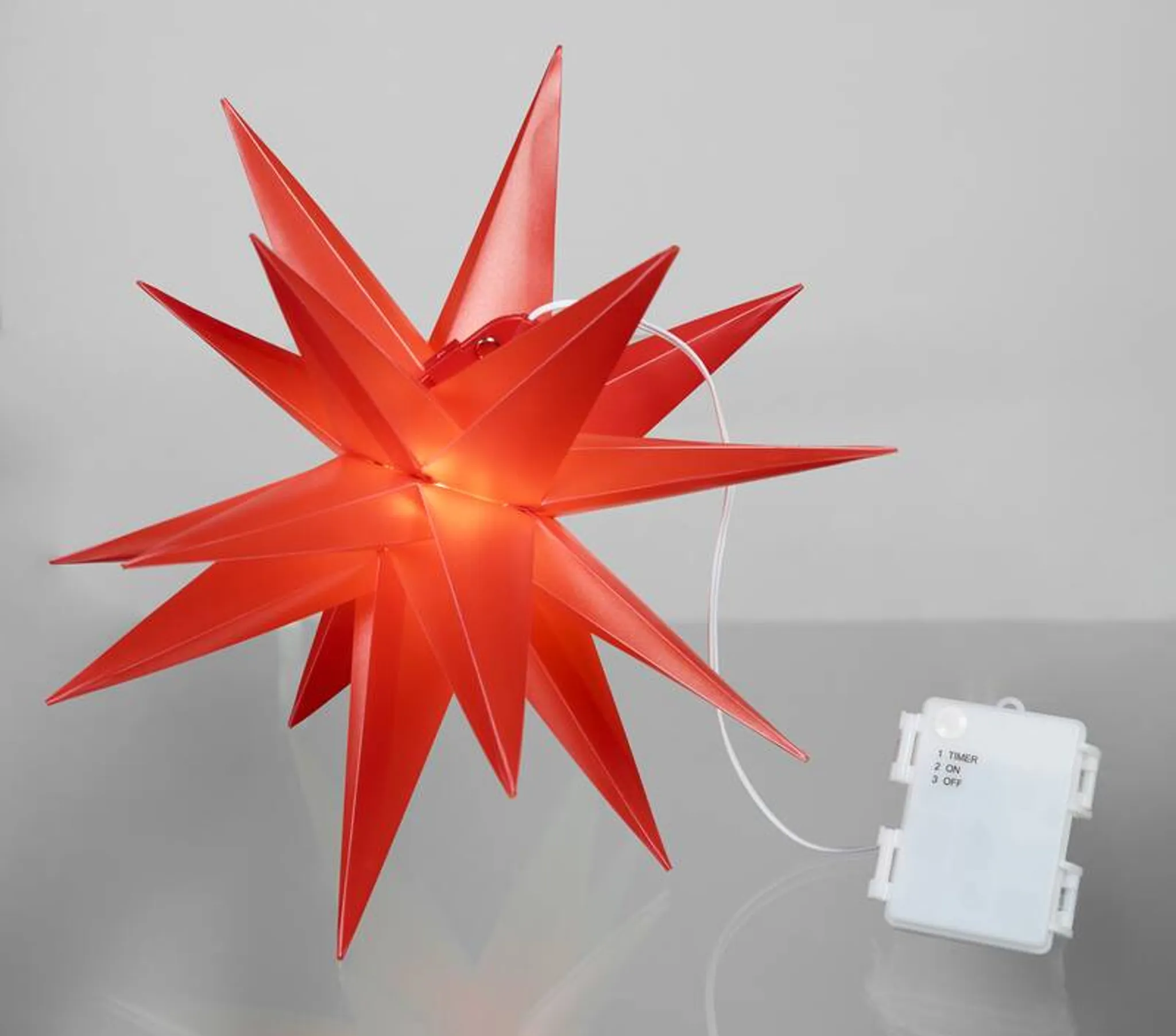 Lumineo LED Weihnachtsstern Batterie Rot Ø 30 cm warmweiß - Kunststoff  aussen