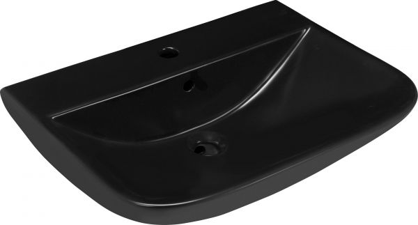Waschtisch RIVO matt schwarz mit Hahnloch und Überlauf ohne Wandbefestigung Waschbecken