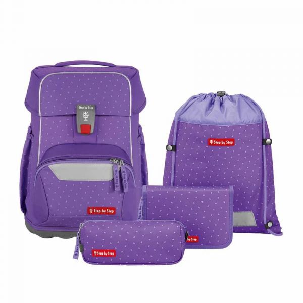 BASIS Schulranzen-Set "Purple Konfetti" 4-tlg.